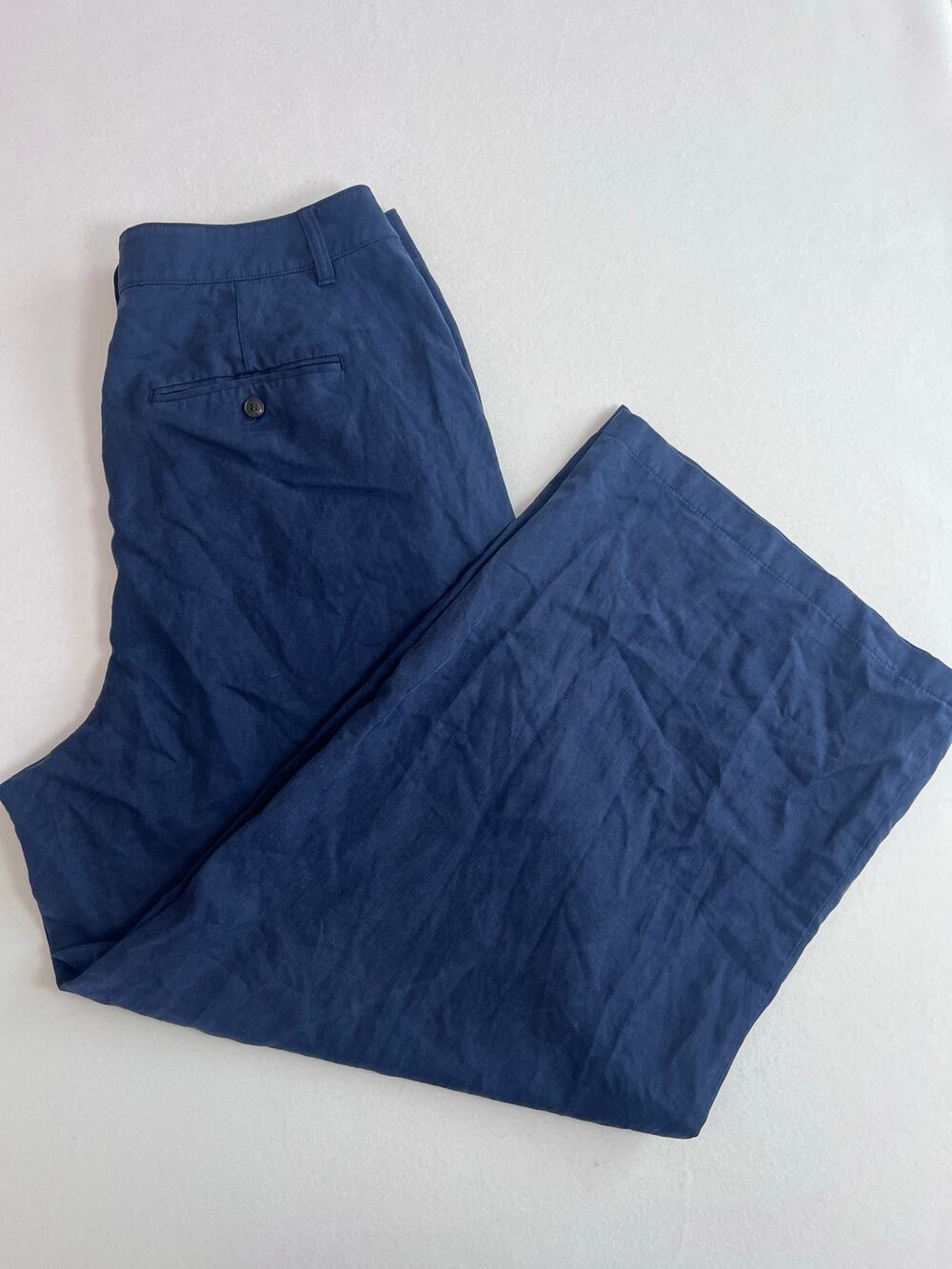 Madewell The Harlow Wide-Leg Pants Blue Size 14 Tencel Linen Blend